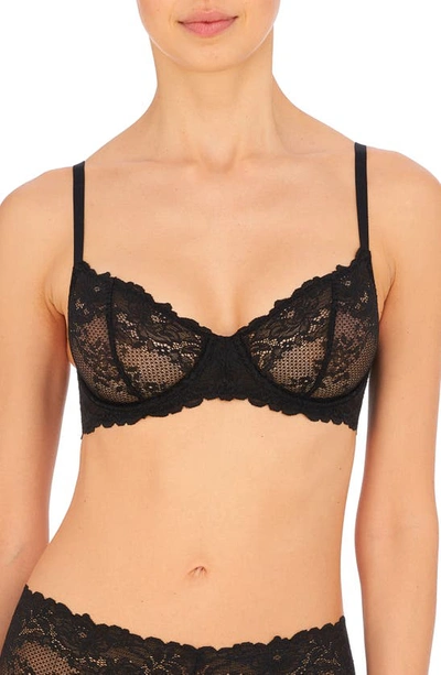 Shop Natori Heavenly Lace Convertible Balconette Bra In Black