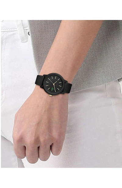 Lacoste Onyx And Gold Silicone Watch In Black
