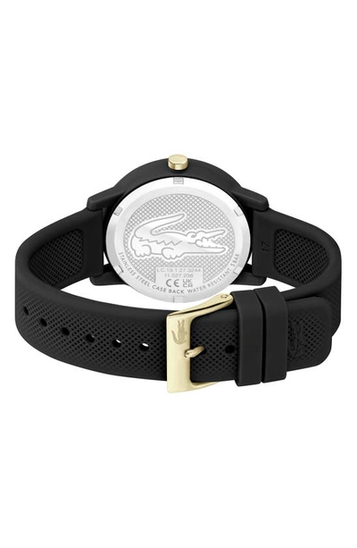 Lacoste Onyx And Gold Silicone Watch In Black