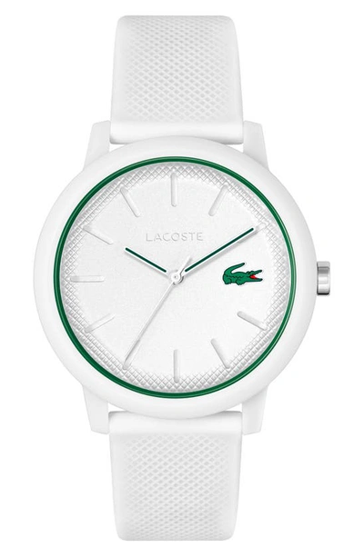 Shop Lacoste 12.12 Silicone Strap Watch, 42mm In White