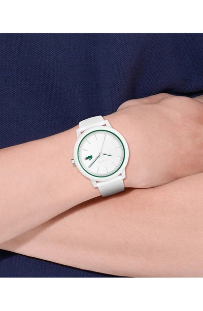 Lacoste Men's L.12.12 White Silicone Strap Watch 42mm In White