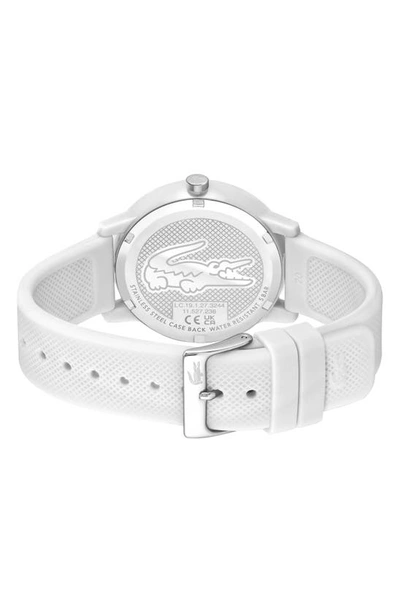 Lacoste Men's L.12.12 White Silicone Strap Watch 42mm In White