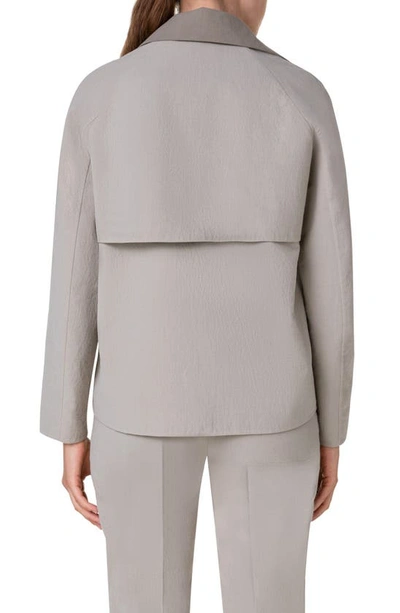 Shop Akris Mira Crop Two-tone Double Breasted Cotton & Silk Jacket In Salvia