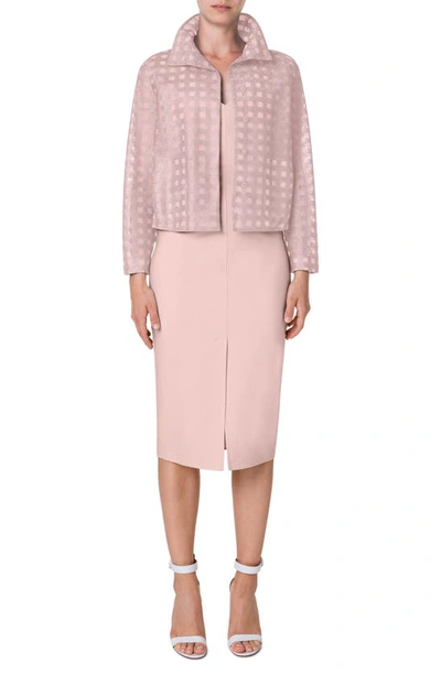 Shop Akris Castro Embroidered Check Tulle Jacket In Lily