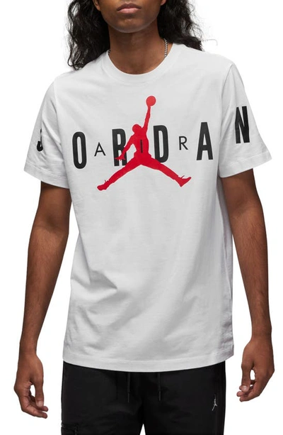 Shop Jordan Air Graphic Tee In White/ Black/ Gym Red