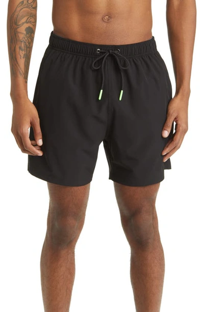 Shop Boardies Black Neon Green Hybrid Shorts