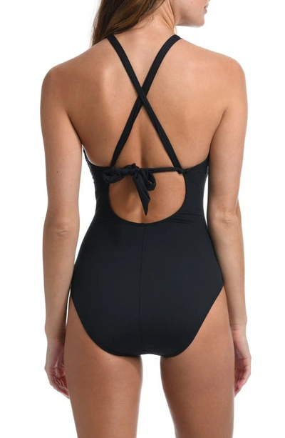 Shop La Blanca Island Goddess High Neck One-piece Swimsuit In Black