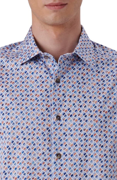 Shop Bugatchi Ooohcotton® Geo Print Short Sleeve Button-up Shirt In Tobacco