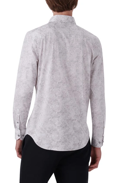 Bugatchi Ooohcotton® Leaf Print Button-up Shirt In Platinum