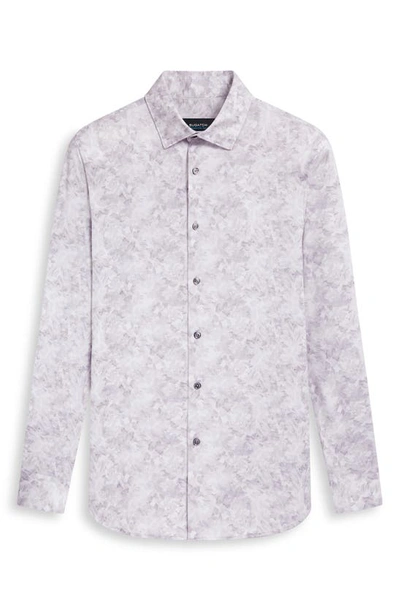 Bugatchi Ooohcotton® Leaf Print Button-up Shirt In Platinum