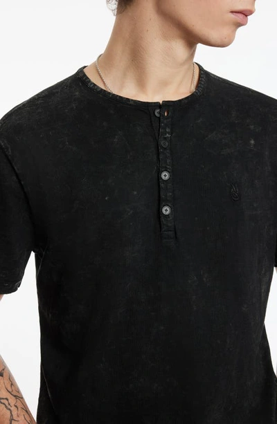 Shop John Varvatos Ethan Cotton Henley Shirt In Black