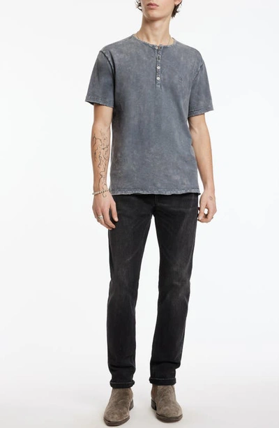 Shop John Varvatos Ethan Cotton Henley Shirt In Seal Grey