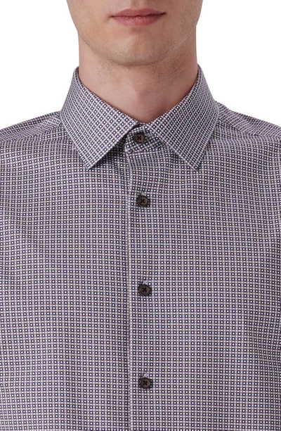 Bugatchi Ooohcotton® Dot Print Short Sleeve Button-up Shirt In Caramel