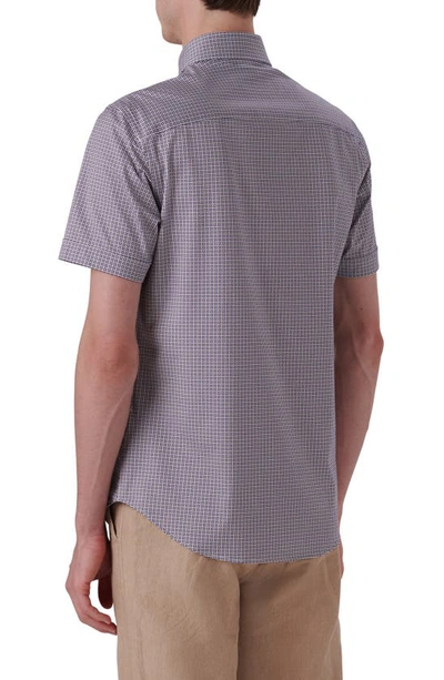 Bugatchi Ooohcotton® Dot Print Short Sleeve Button-up Shirt In Caramel