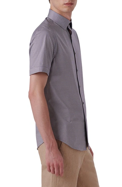 Bugatchi Ooohcotton® Dot Print Short Sleeve Button-up Shirt In Caramel