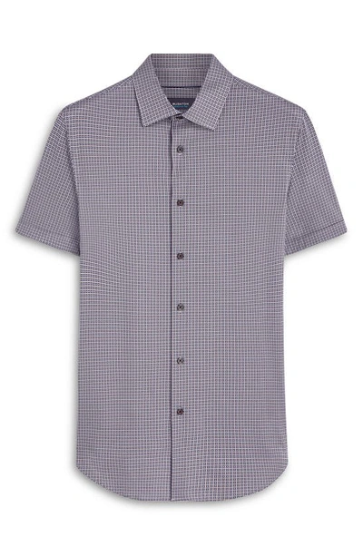 Bugatchi Ooohcotton® Dot Print Short Sleeve Button-up Shirt In Caramel