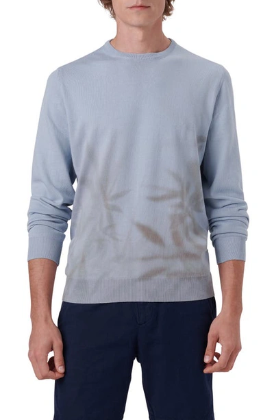 Shop Bugatchi Leaf Print Cotton Sweater In Air Blue