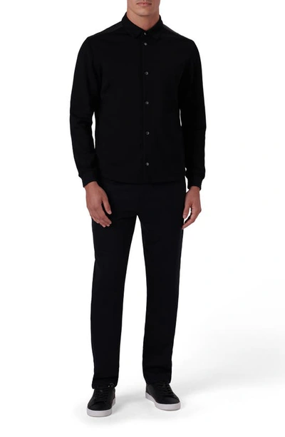 Shop Bugatchi Knit Snap-up Shirt Jacket In Black