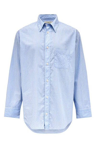 Shop Allsaints Veneto Stripe Oversize Button-up Shirt In Light Blue