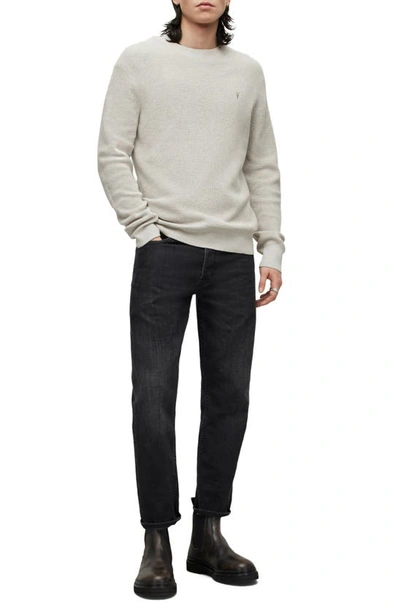 Shop Allsaints Thermal Cotton & Wool Crewneck Sweater In Light Grey Marl