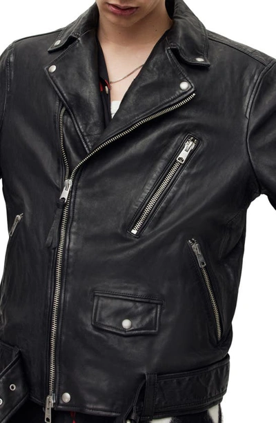 Shop Allsaints Roza Leather Biker Jacket In Black