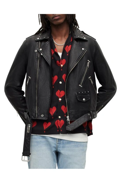 Shop Allsaints Nade Leather Biker Jacket In Black