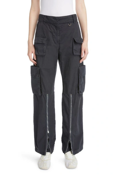 Shop Acne Studios Patessa Zip Leg Cotton Cargo Pants In Charcoal Grey