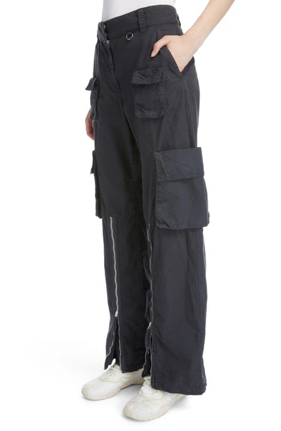 Shop Acne Studios Patessa Zip Leg Cotton Cargo Pants In Charcoal Grey