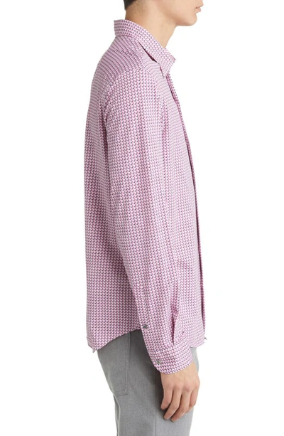 Shop Emporio Armani Geo Print Stretch Button-up Shirt In Pink