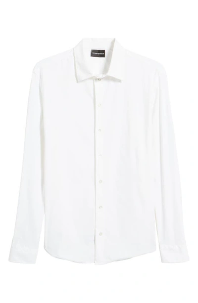 Shop Emporio Armani Solid Stretch Button-up Shirt In White