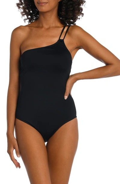 Shop La Blanca Goddess One-shoulder One-piece Swimsuit In Black