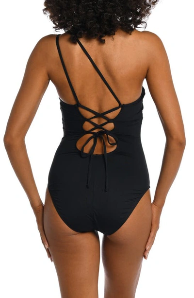 Shop La Blanca Goddess One-shoulder One-piece Swimsuit In Black