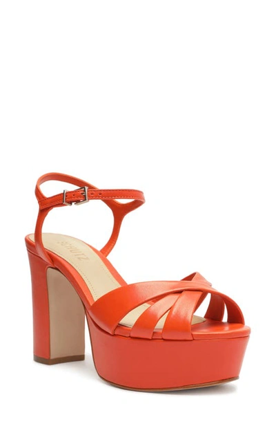 Shop Schutz Keefa Ankle Strap Platform Sandal In Flame Orange