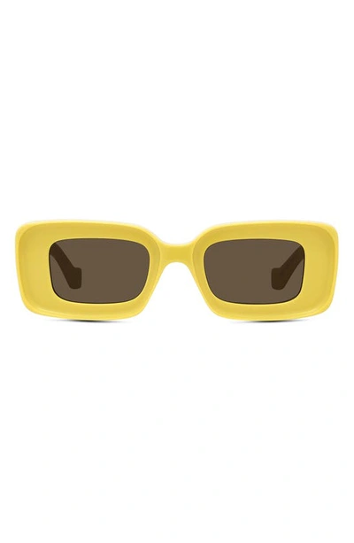 Shop Loewe Chunky Anagram 46mm Rectangular Sunglasses In Shiny Yellow / Brown