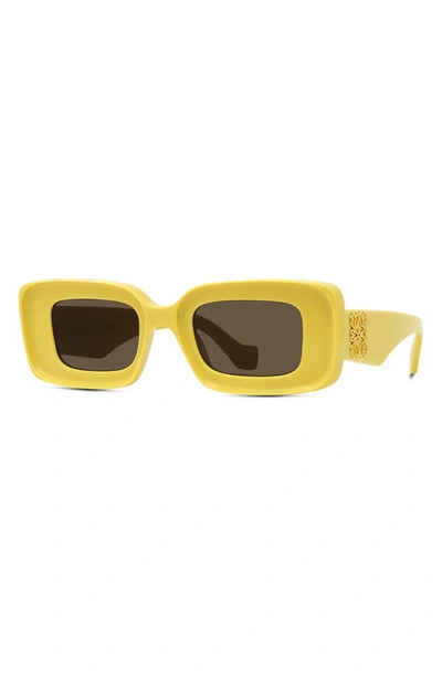 Shop Loewe Chunky Anagram 46mm Rectangular Sunglasses In Shiny Yellow / Brown