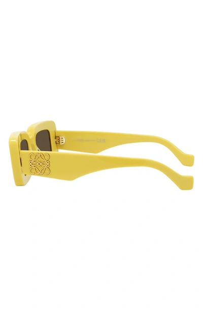 Shop Loewe Chunky Anagram 46mm Rectangular Sunglasses In Shiny Yellow / Brown