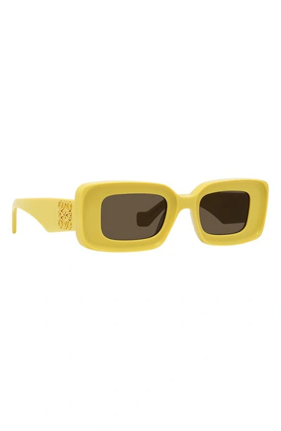 Shop Loewe Chunky Anagram 46mm Rectangular Sunglasses In Shiny Yellow / Brown