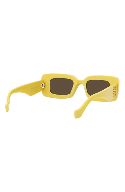 Shop Loewe Chunky Anagram 46mm Rectangular Sunglasses In Shiny Yellow / Brown