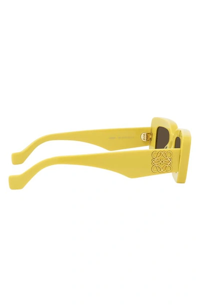 Shop Loewe Chunky Anagram 46mm Rectangular Sunglasses In Shiny Yellow / Brown