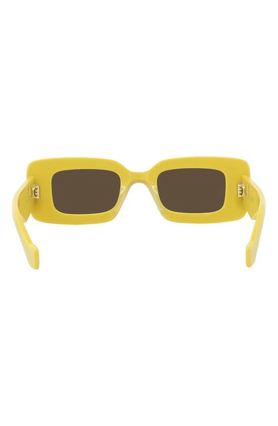 Shop Loewe Chunky Anagram 46mm Rectangular Sunglasses In Shiny Yellow / Brown