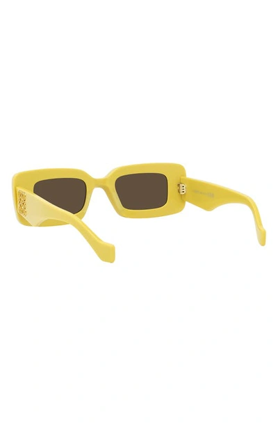 Shop Loewe Chunky Anagram 46mm Rectangular Sunglasses In Shiny Yellow / Brown