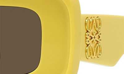 Shop Loewe Chunky Anagram 46mm Rectangular Sunglasses In Shiny Yellow / Brown