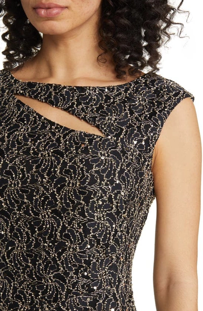Shop Connected Apparel Cutout Stretch Lace Sheath Dress In Gold