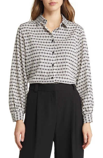 Shop Nikki Lund Leross Geo Print Button-up Shirt In Black