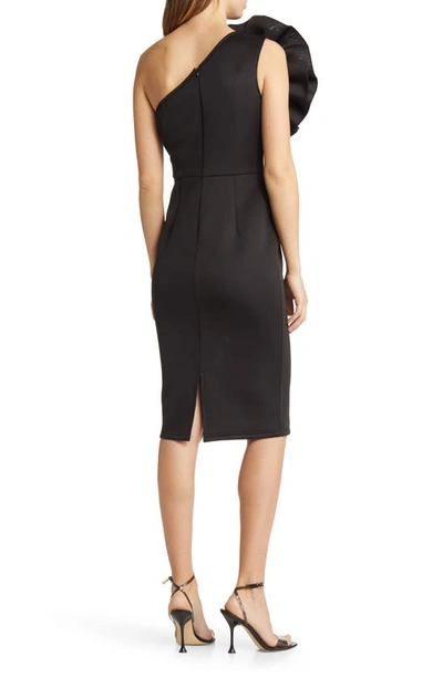 Shop Nikki Lund Marlena Rosette One-shoulder Dress In Black