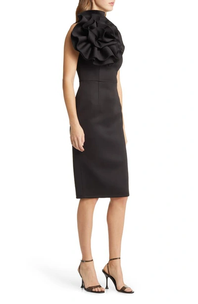 Shop Nikki Lund Marlena Rosette One-shoulder Dress In Black