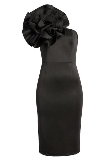 Nikki Lund Marlena Rosette One-shoulder Dress In Black