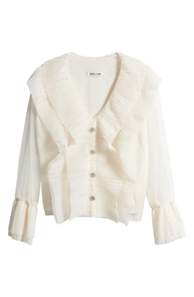 Nikki Lund Gloria Ruffle Cardigan In Ivory