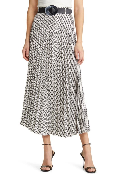 Shop Nikki Lund Brit Print Pleated Maxi Skirt In Black