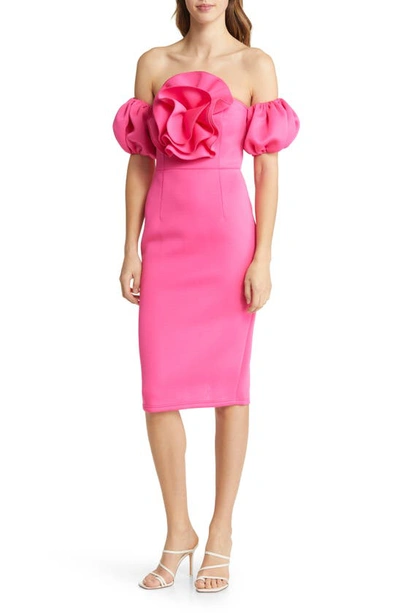 Shop Nikki Lund Norma Rosette Off The Shoulder Dress In Pink